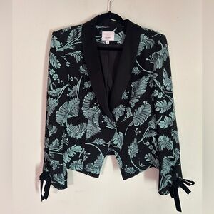 Cinq à Sept Black and Teal Floral Blazer